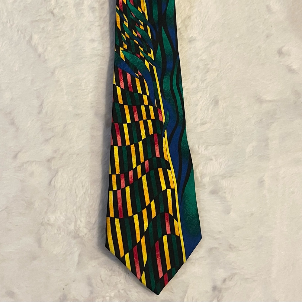 Rush Limbaugh Vintage 90’s Geometric Wave Colorful Silk Tie